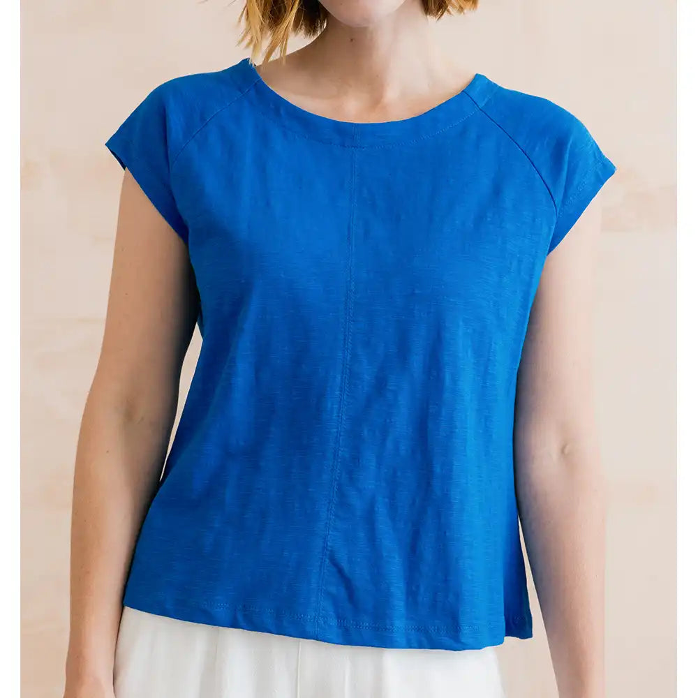 Tidal Turn Up Sleeve Tee - Cobalt