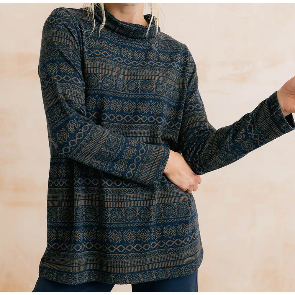 Susanna Tunic Jumper in Navy Fairisle
