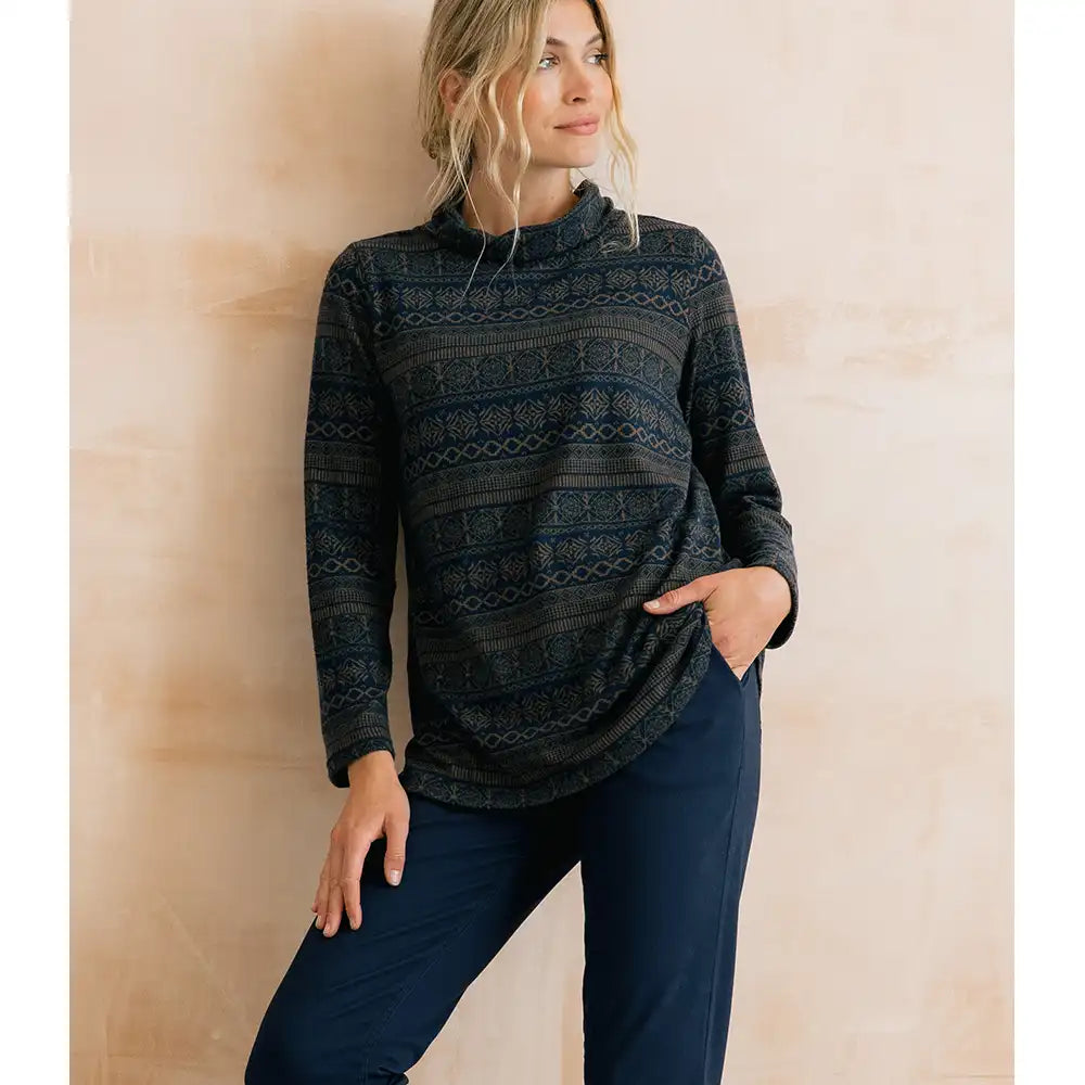 Susanna Tunic Jumper in Navy Fairisle