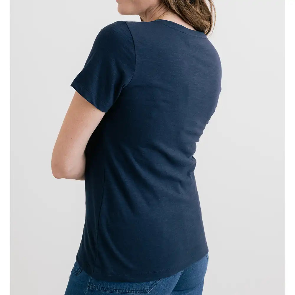 Navy blue top with short sleeves 