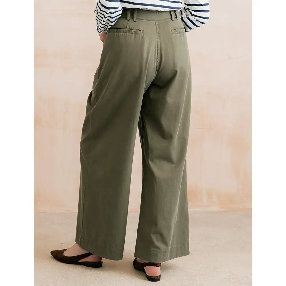 Sophie Tencel Trousers in Dark Olive
