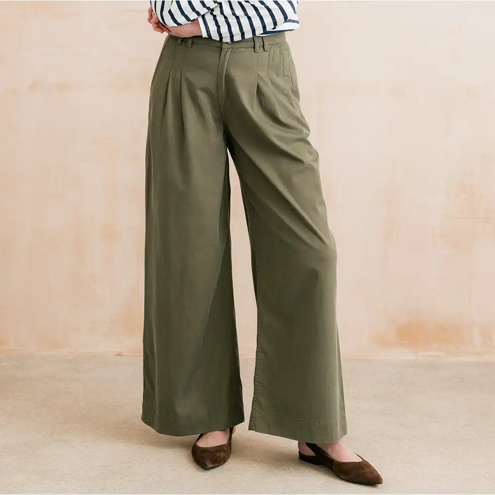 Sophie Tencel Trousers in Dark Olive