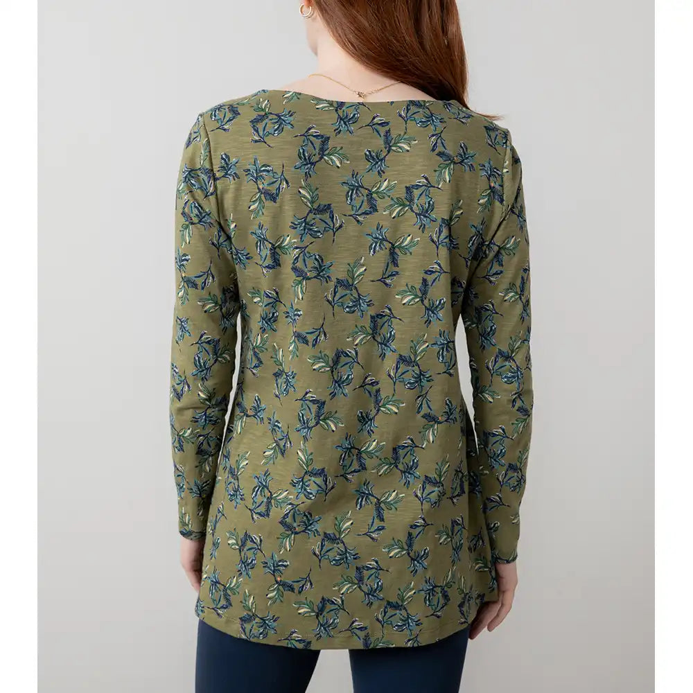 Foliage Print Maple Tunic - Green