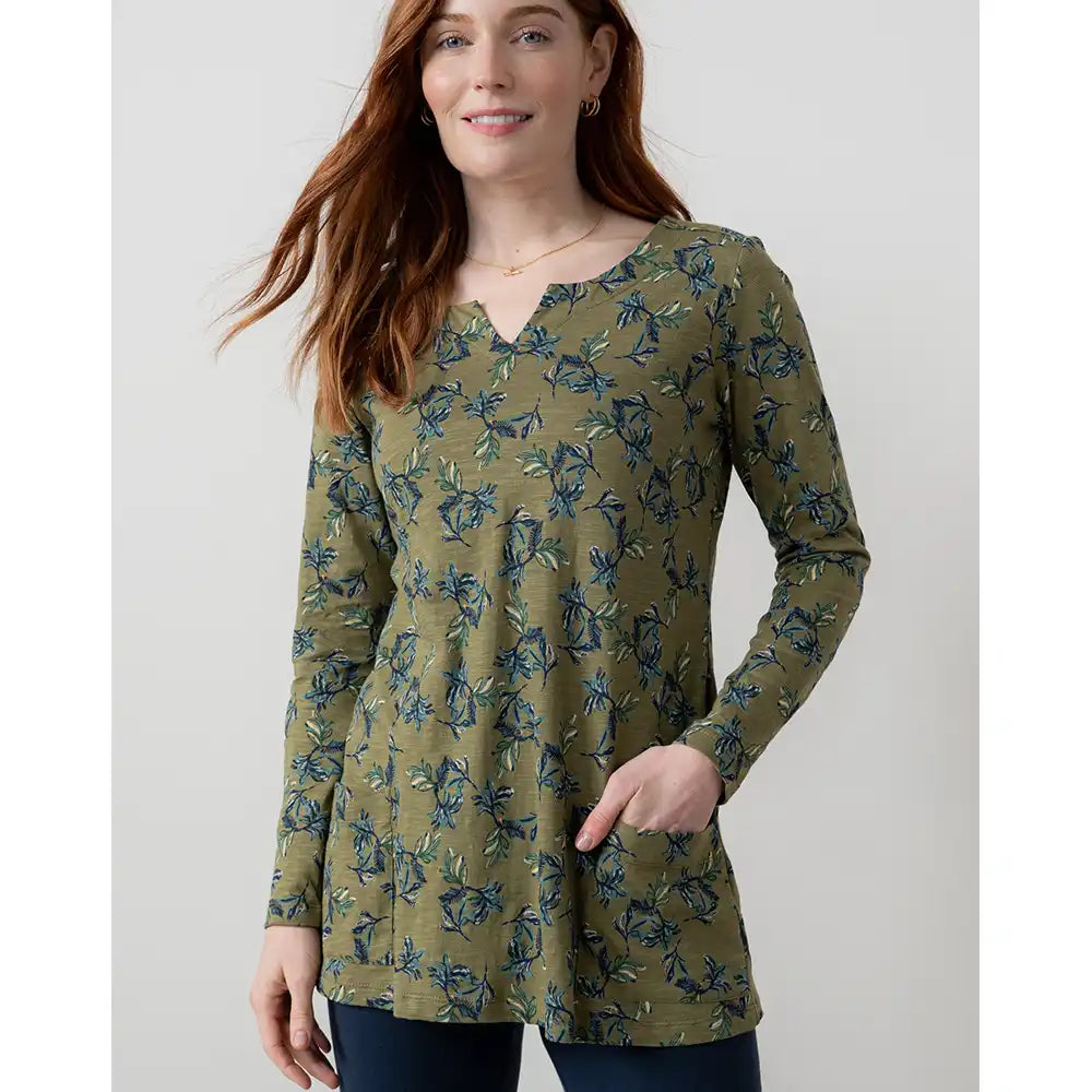 Foliage Print Maple Tunic - Green