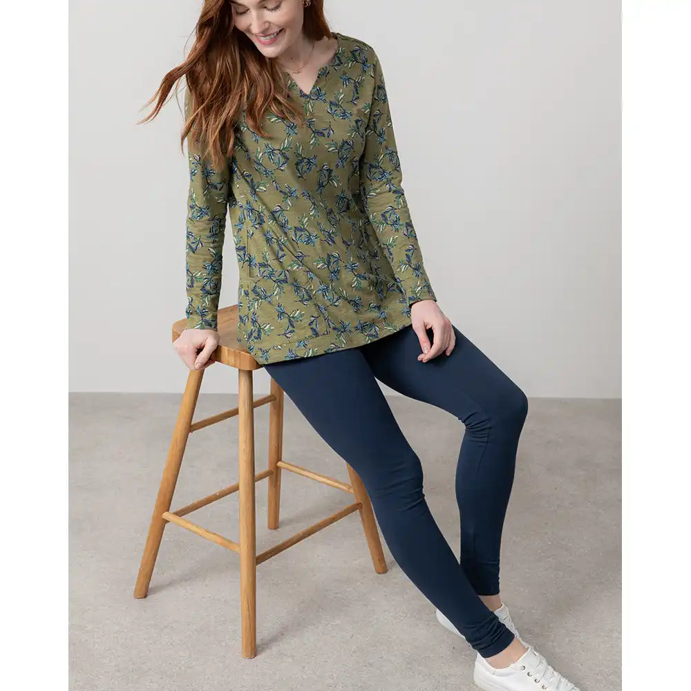 Foliage Print Maple Tunic - Green