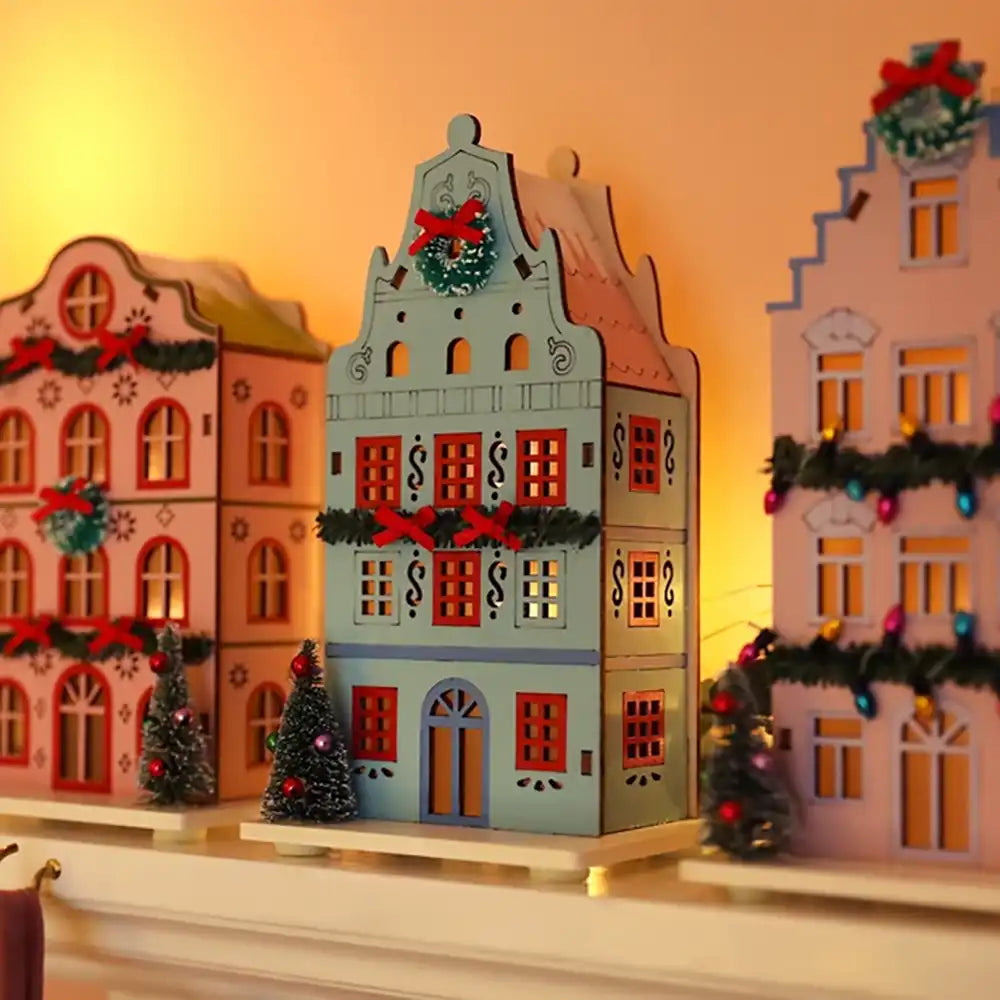 Light up Wooden House in Blue