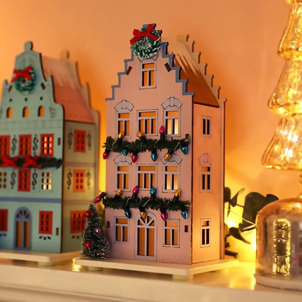 Light up Wooden House in Lilac