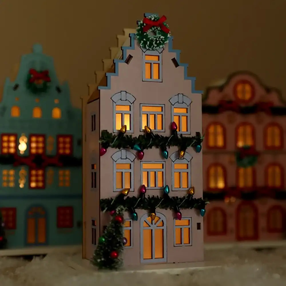 Light up Wooden House in Lilac