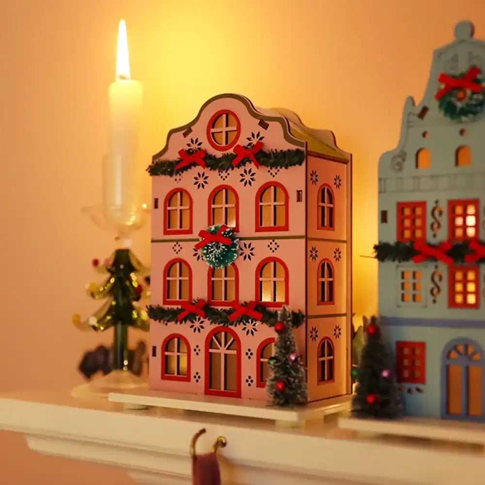 Light up Wooden House in Pink
