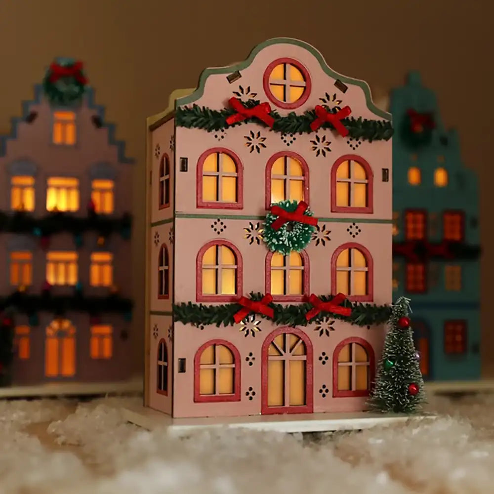 Light up Wooden House in Pink