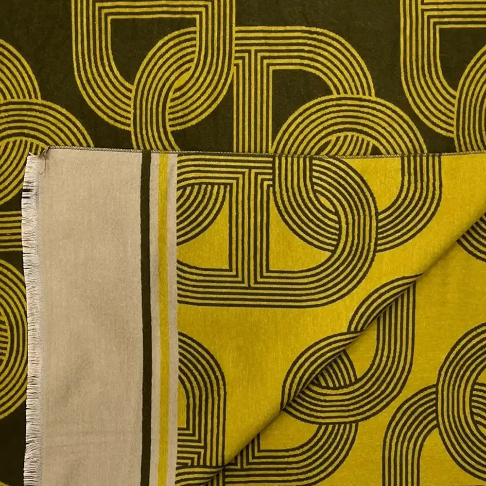 Cashmere Blend Reversible Scarf - Ochre Chain Link