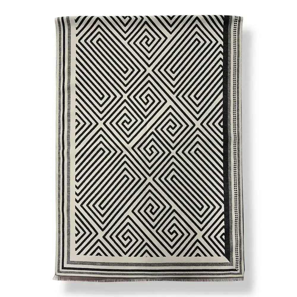 Cashmere Blend Reversible Scarf - Grey Maze