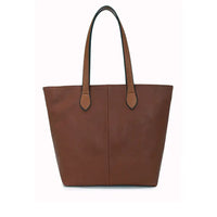 Coffee coloured tote bag with tan coloured shoulder straps