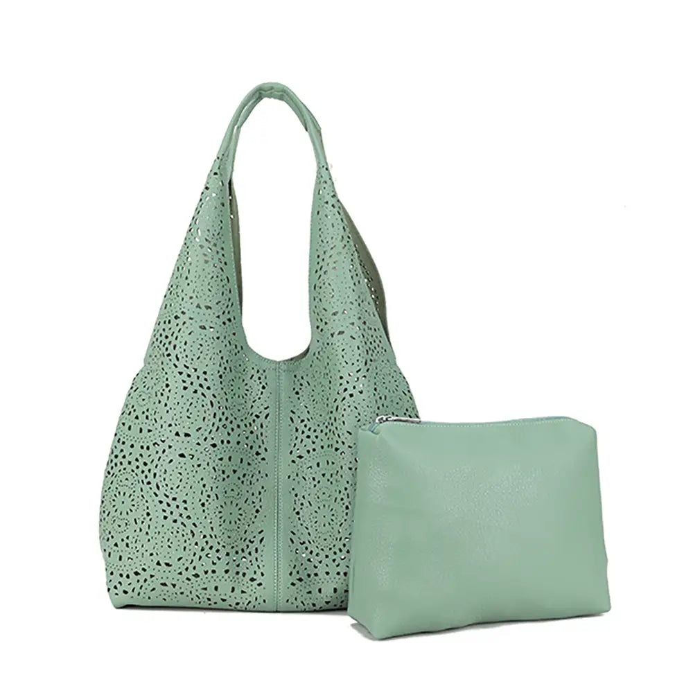 Broguing Triangle Tote - Green