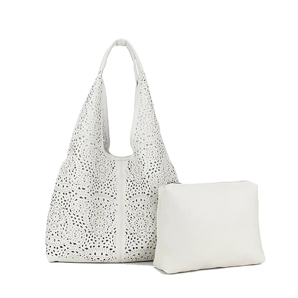 Broguing Triangle Tote - White