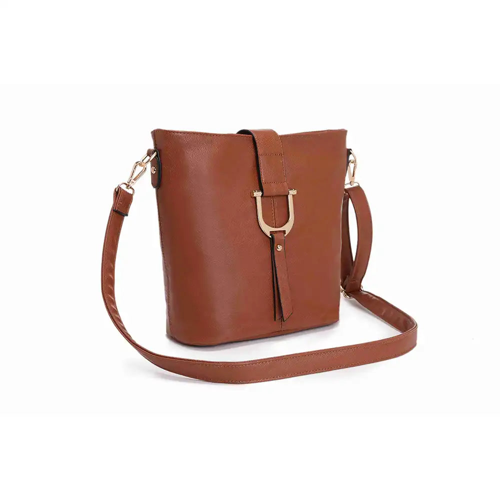 Shoulder Bucket Bag - Brown