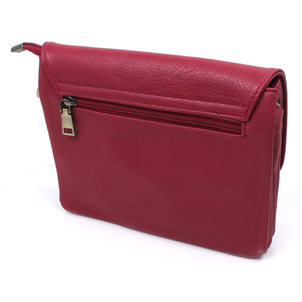 Long and Son back of red flap over bag, zip pocket.
