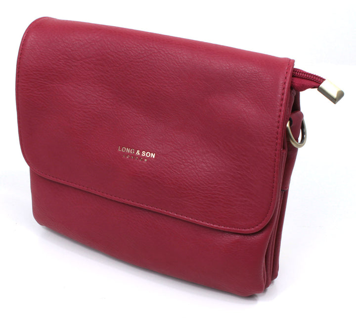 Long and Son red flap over bag.