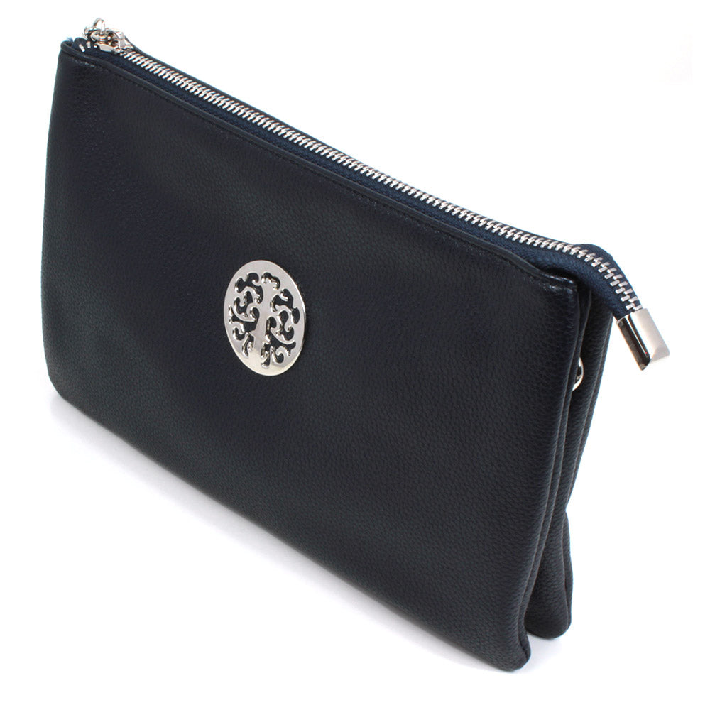 Triple Pocket Gold Relief Bag - Navy