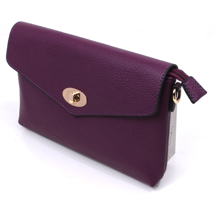 Long and Son purple twist clasp envelope bag from the front