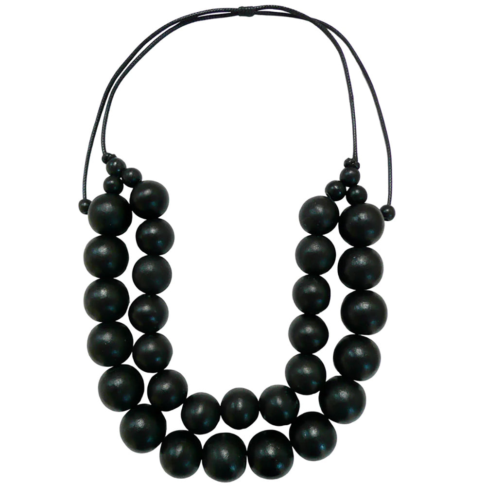 Lotusfeet Double Ball Necklace - Black