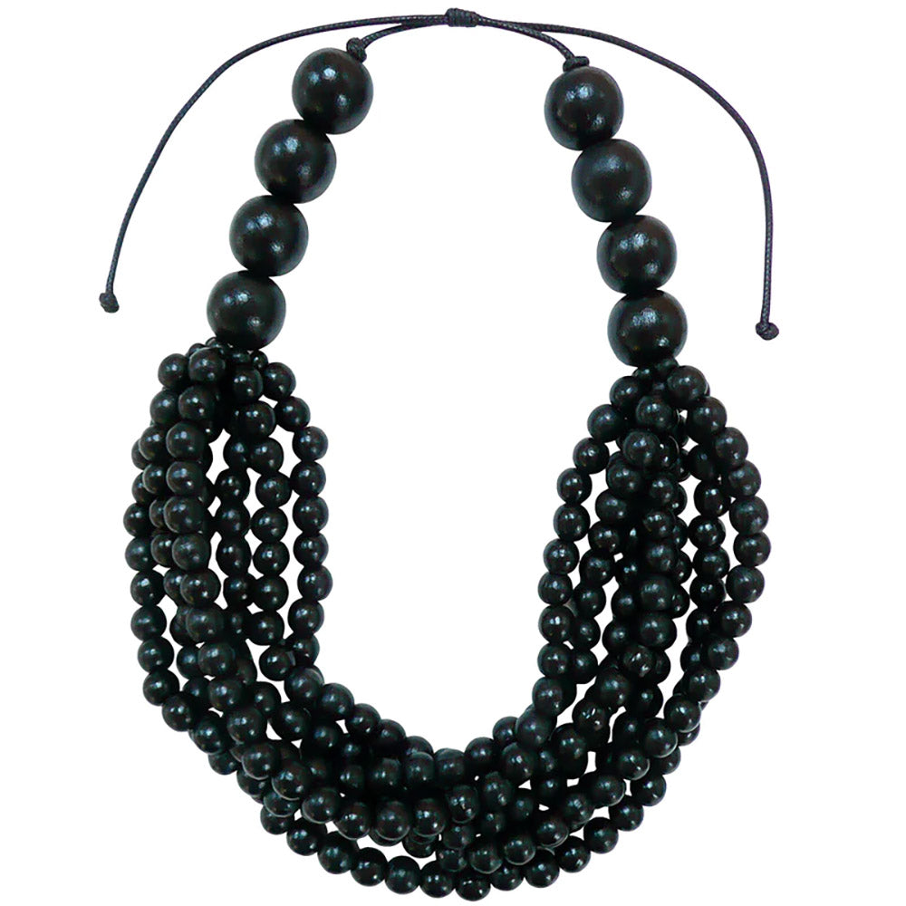Lotusfeet Multi Strand Ball Necklace - Black