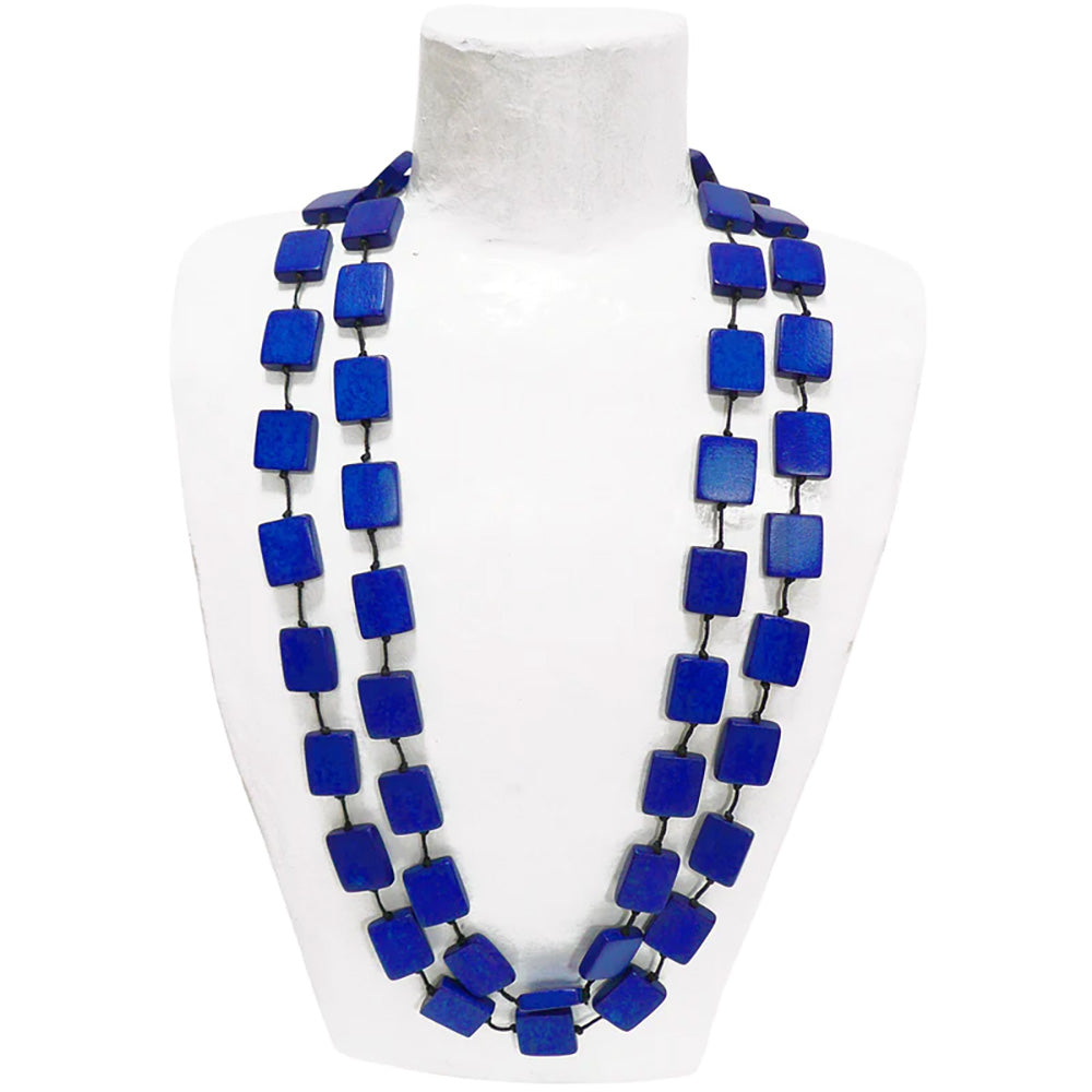 Lotusfeet Square Cut Long Necklace - Blue