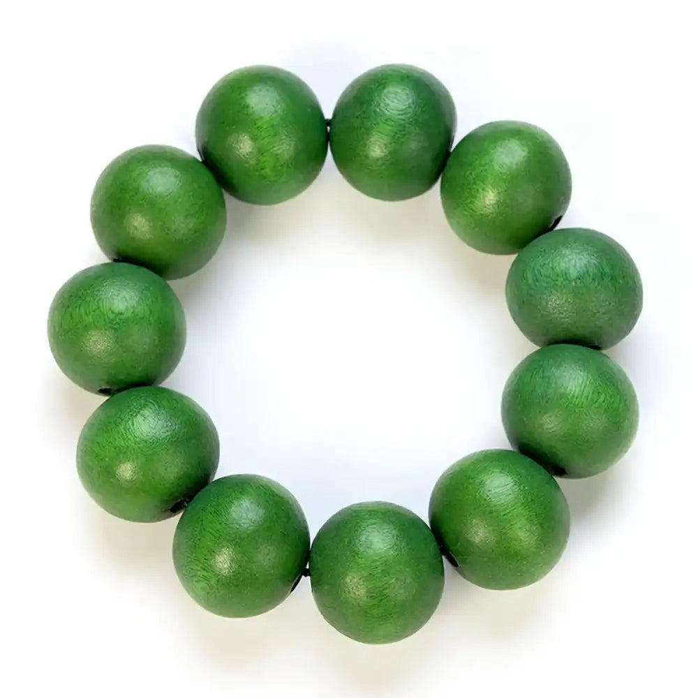 Large Wooden Ball Bracelet - Green