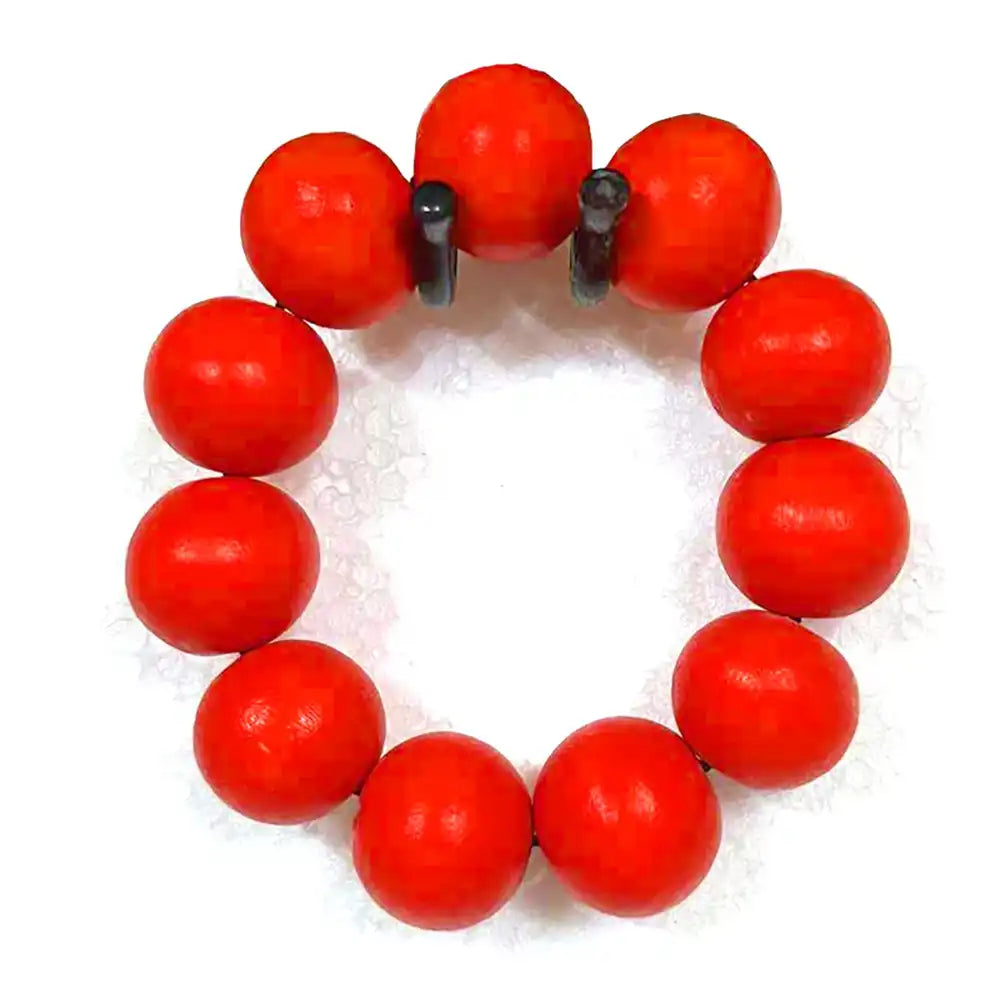 Large Wooden Ball Bracelet - Red