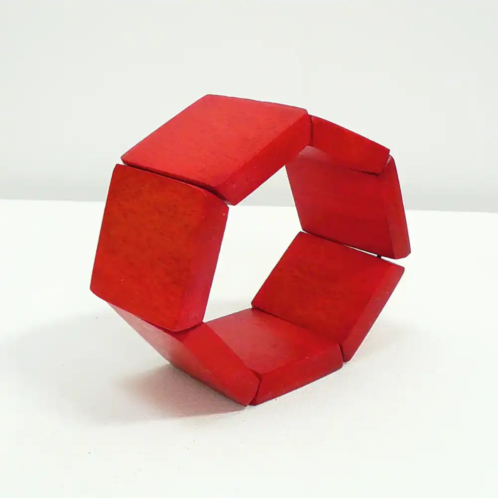 Square Wooden Cuff Bracelet - Red