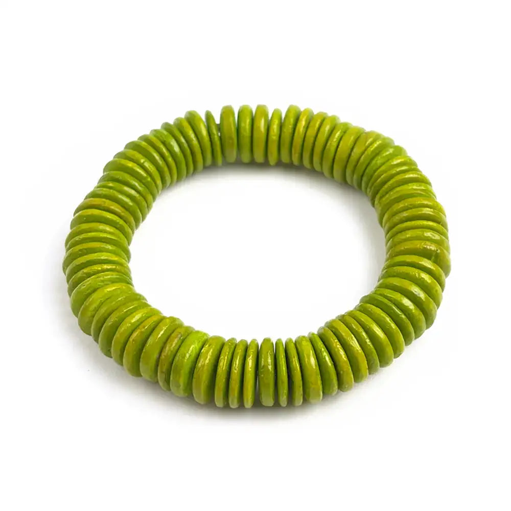 Green bracelet with a white background