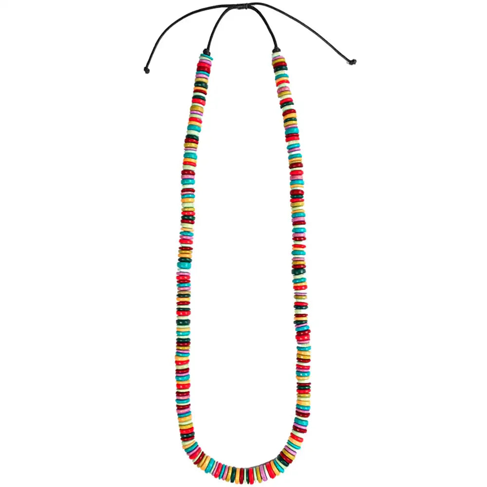 Adjustable Coco Shell Necklace - Rainbow