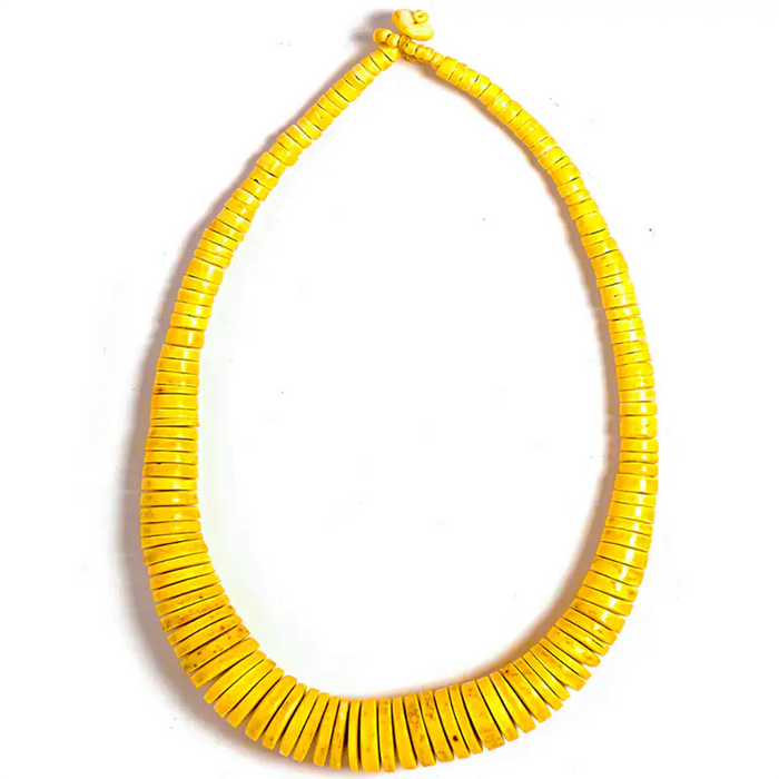Yellow necklace on a white background