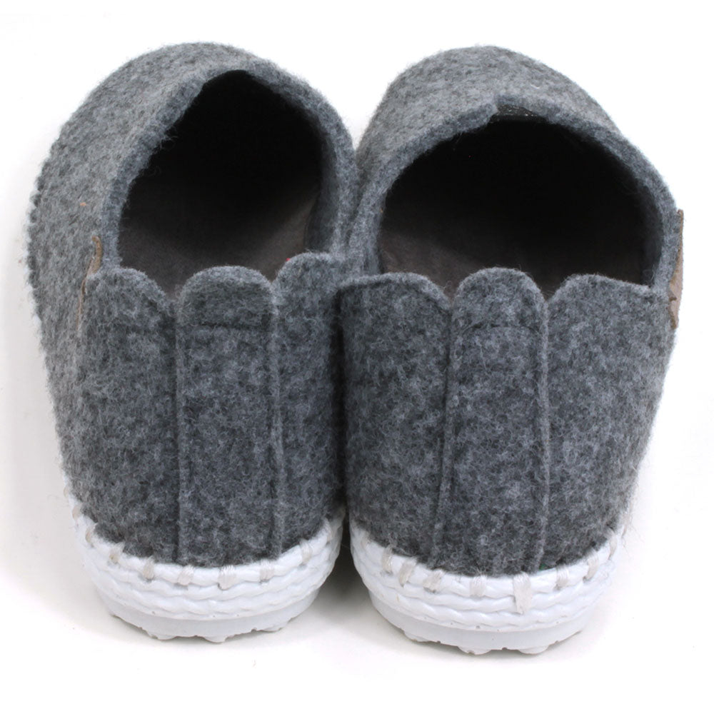 Grey Felted Over Locked Slippers