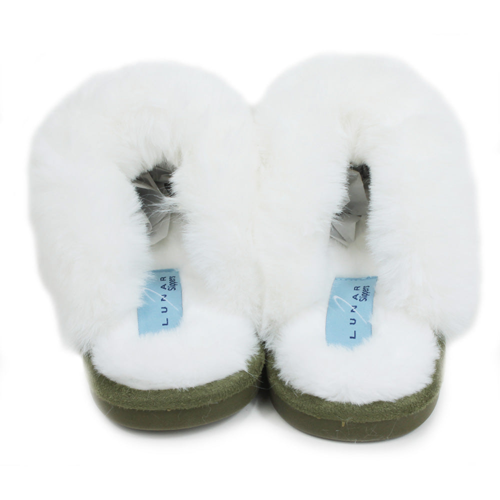 Mule Faux Fur Slippers in Green