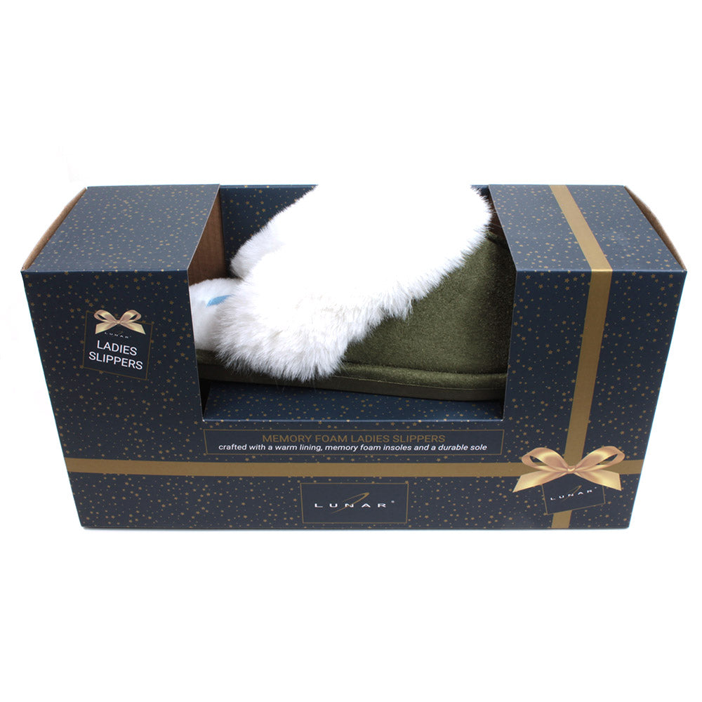 Mule Faux Fur Slippers in Green