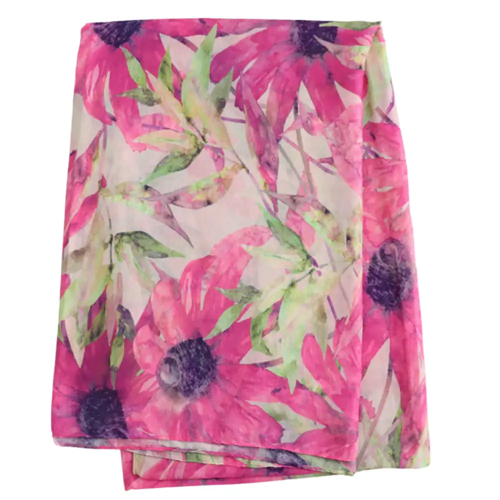 Watercolour Sunflowers Scarf - Pink
