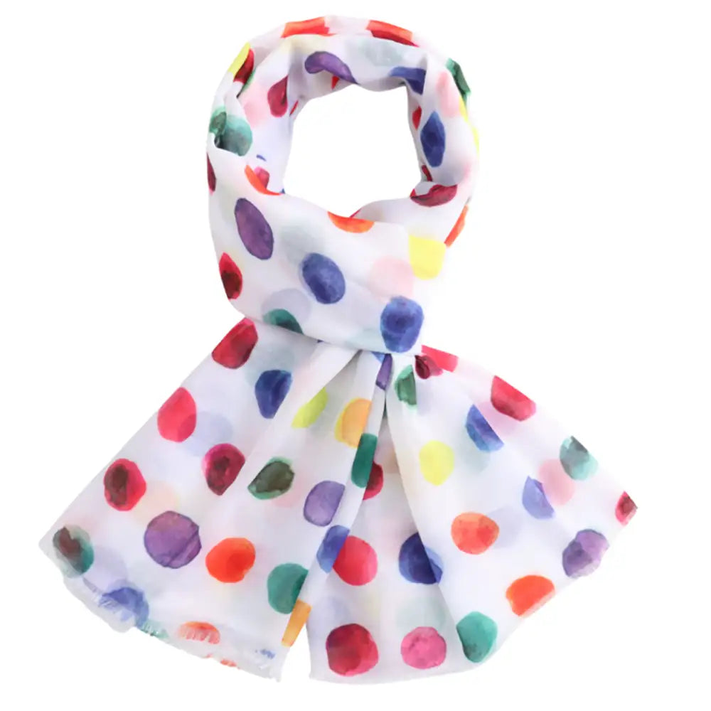 Multicoloured Dots Scarf - White