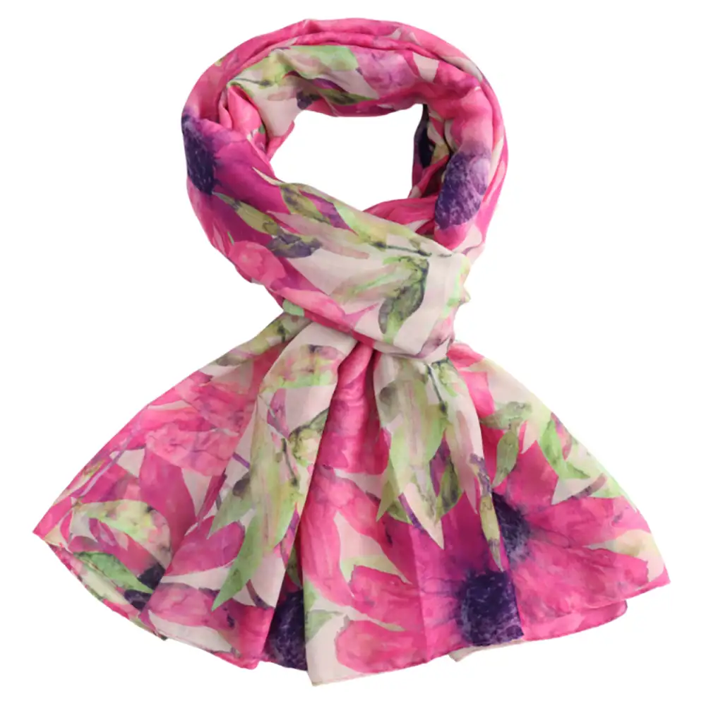 Watercolour Sunflowers Scarf - Pink