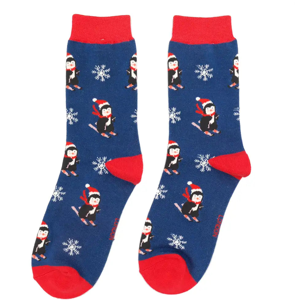 Bamboo Blend Socks - Festive Penguins
