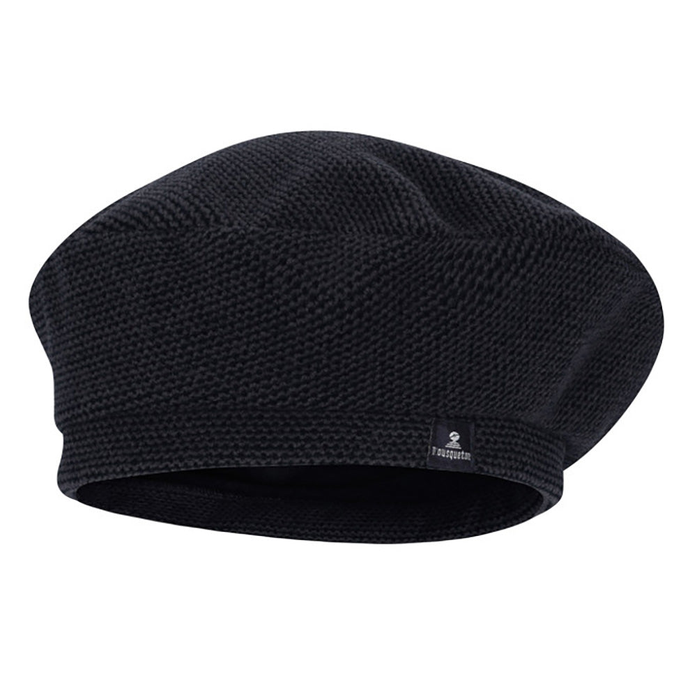 Deep blue beret hat. Brand badge on trim, honeycomb material.