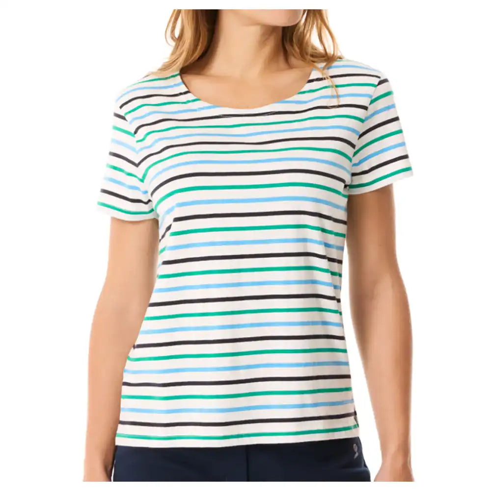 Kaelia Bicolour Stripe Top - Ecru, Blue & Aqua