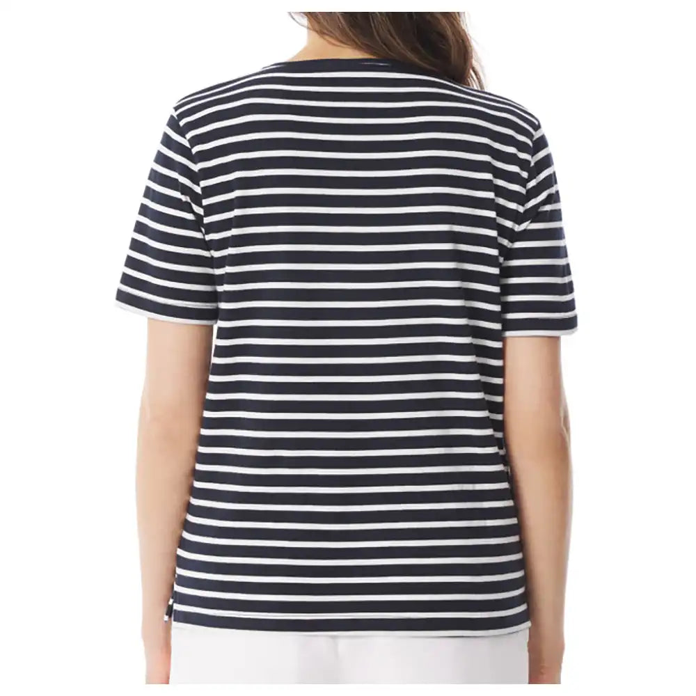 Kelen Striped V Neck Top - Marine & Ecru