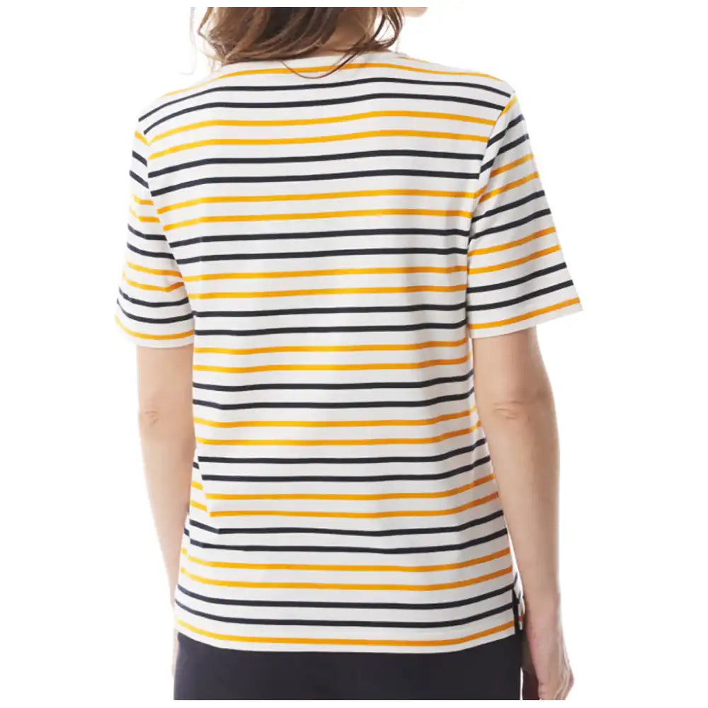 Kelen Striped V Neck Top - Ecru, Marine & Saffron