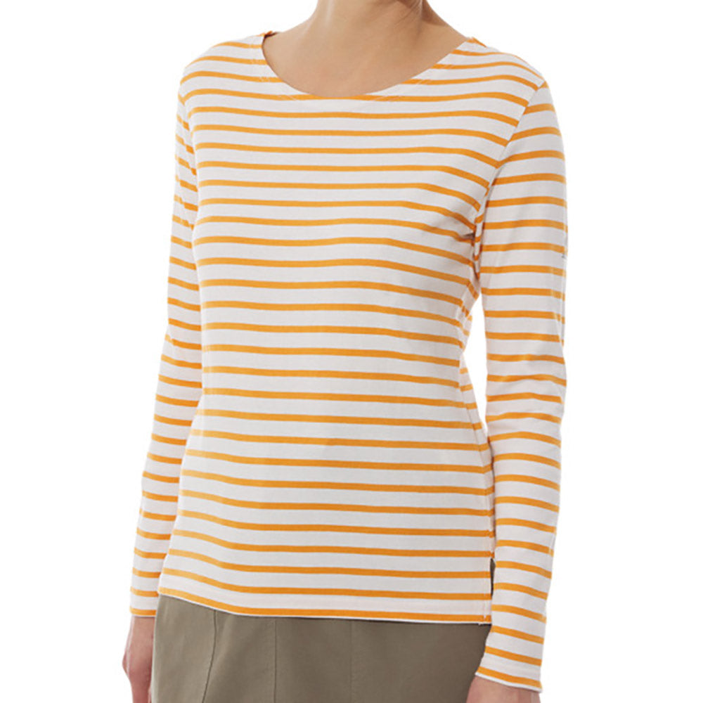 Long Sleeve Stripe Tee - Ecru & Clementine