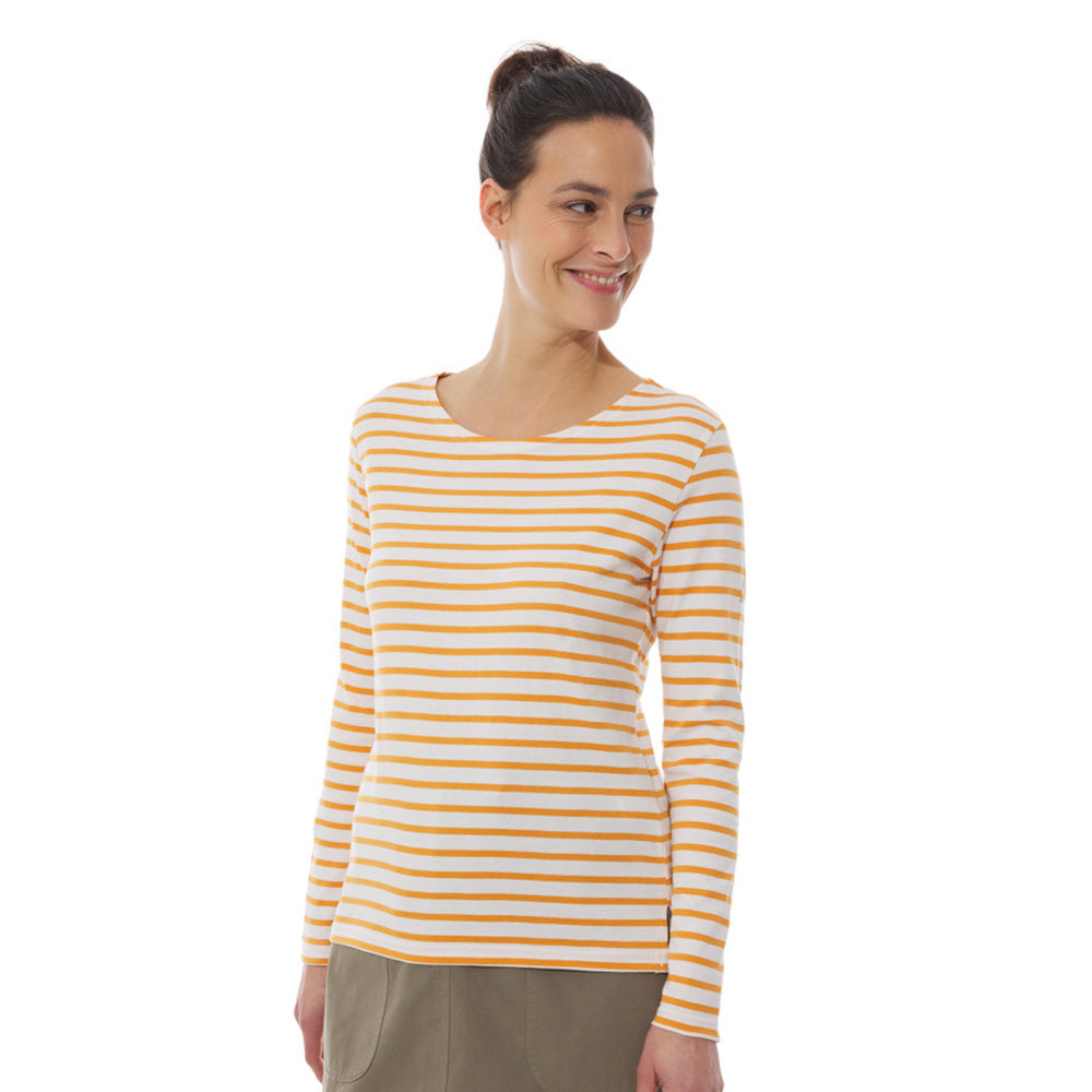 Long Sleeve Stripe Tee - Ecru & Clementine