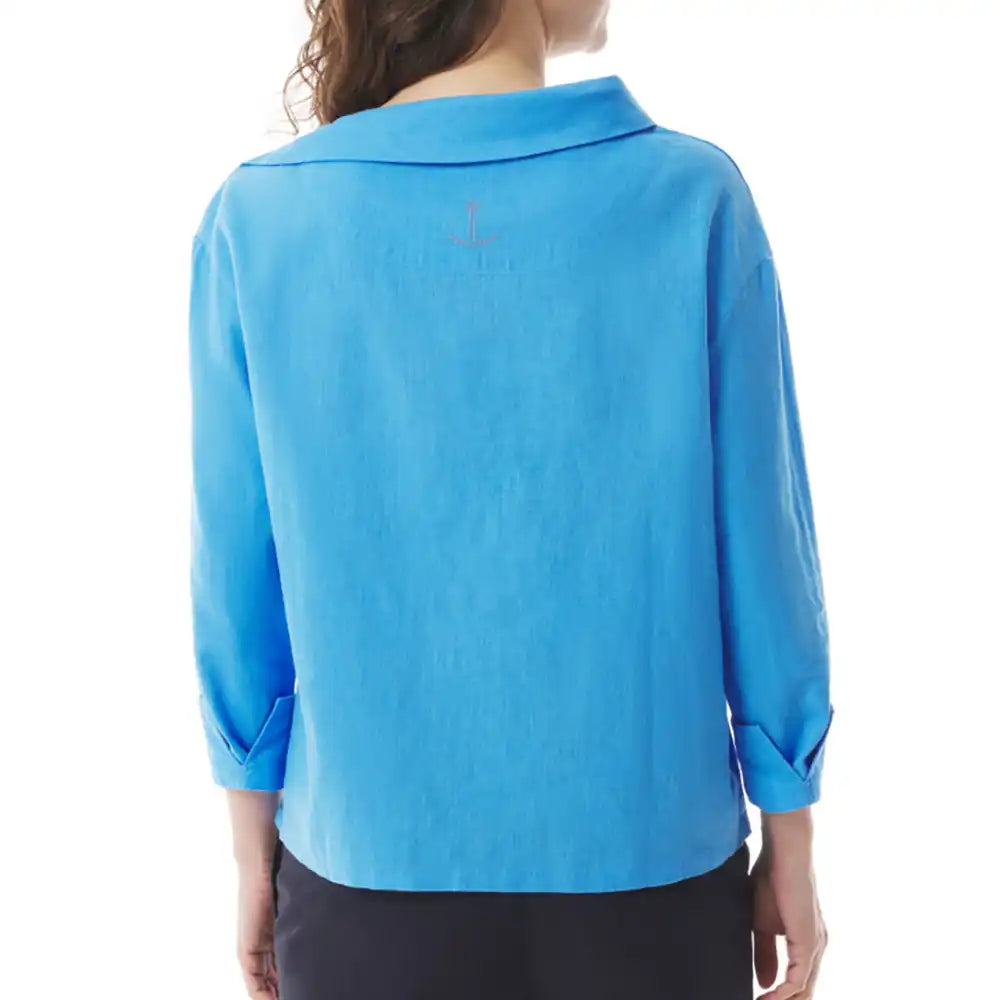 Asymmetric Collared Blouse - Bleuet