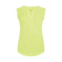 Mudd and Water sleeveless blouse in light lemon colour. Front flat view.