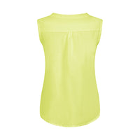 Mudd and Water sleeveless blouse in light lemon colour. Front back view.