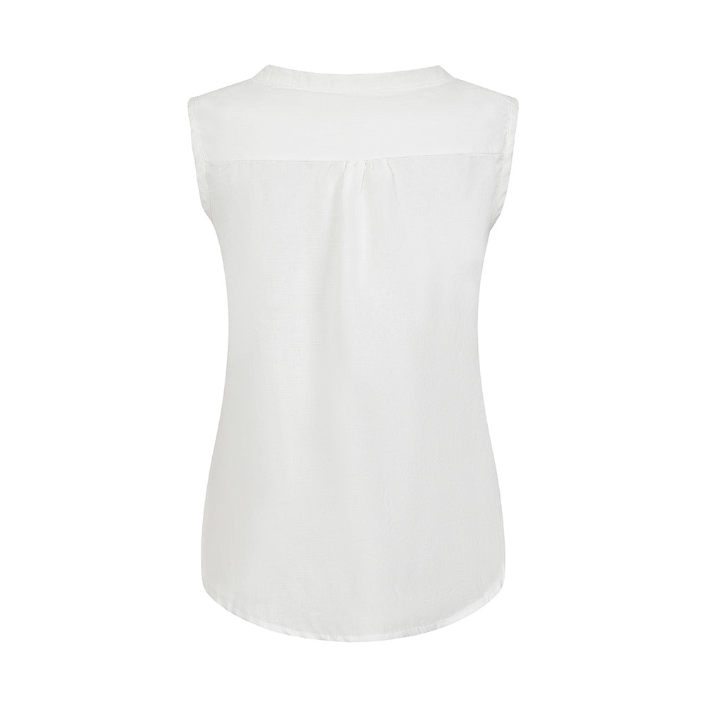 Mudd and Water sleeveless blouse in white. Back flat view.